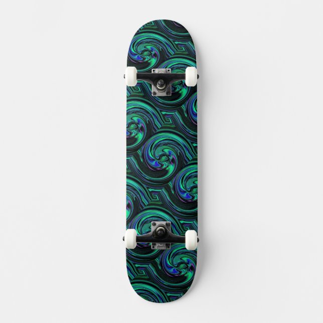 Malachite Azurite Swirl Abstract Skateboard (Front)