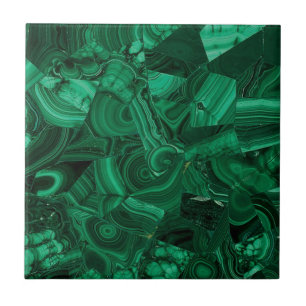 Malachite Gemstone Print Ceramic Tile