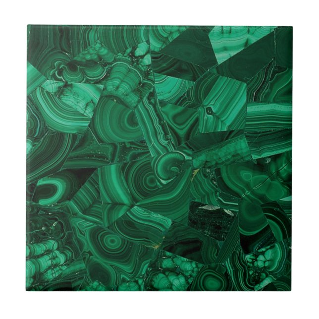 Malachite Gemstone Print Ceramic Tile (Front)