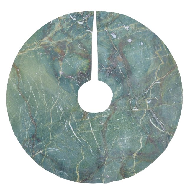 Malachite Green Marble Detailed Texture Brushed Polyester Tree Skirt (Front)