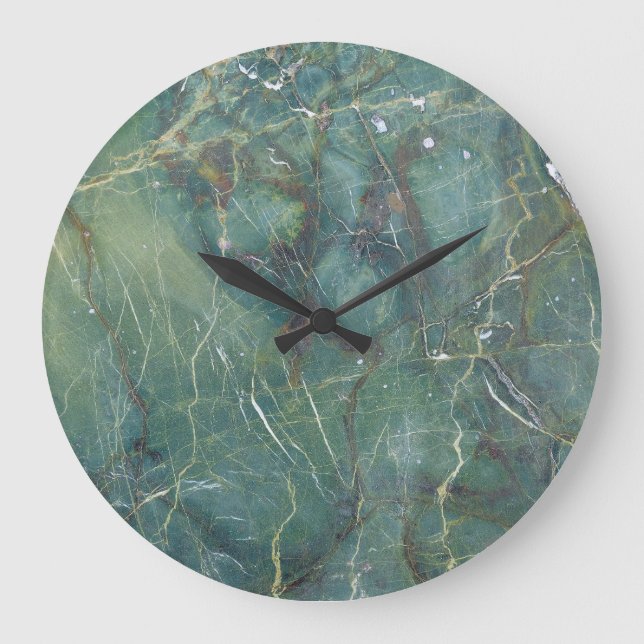 Malachite Green Marble Detailed Texture Large Clock (Front)