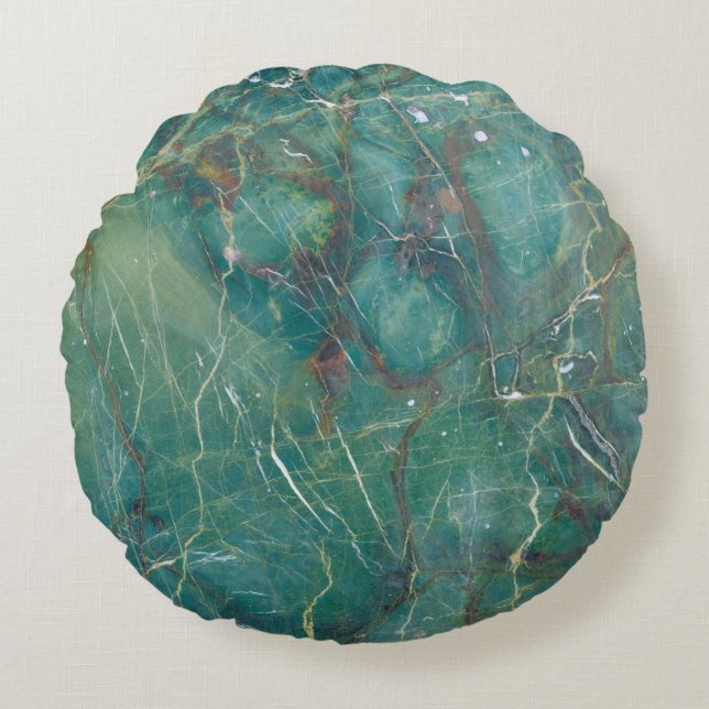 Malachite green marble texture, detail structure o round cushion (Front)