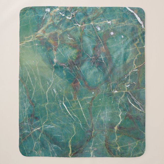Malachite green marble texture, detail structure o sherpa blanket (Front)