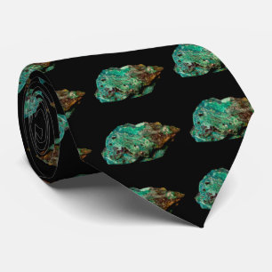 Malachite Green Mineral Photo on Black Background Tie