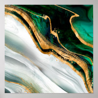 Malachite green watercolor and gold