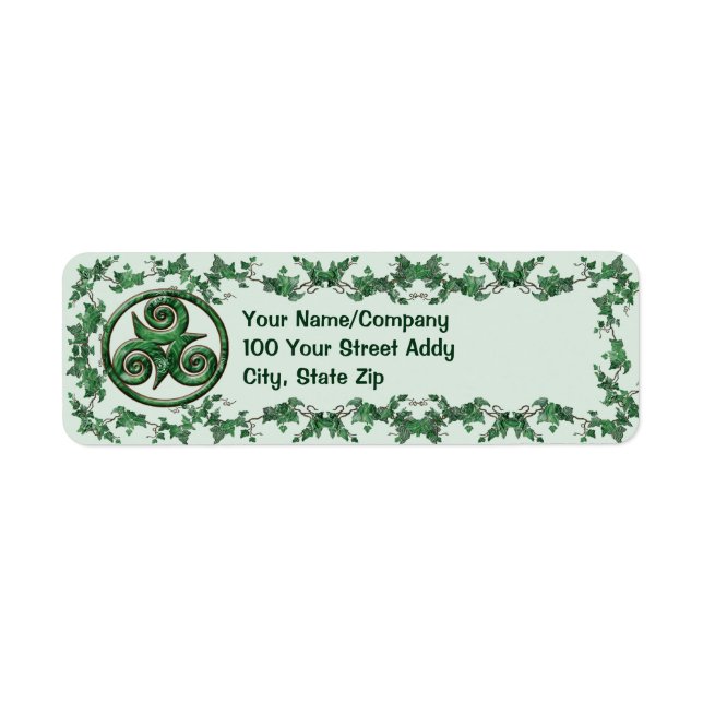 Malachite Ivy Triskel Return Address Label (Front)