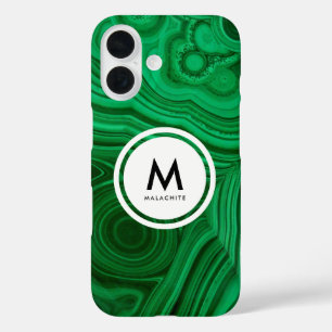 Malachite Mineral Monogram- Beautiful Green iPhone 16 Case