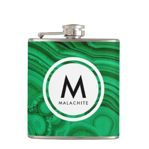 Malachite Mineral Monogram Hip Flask