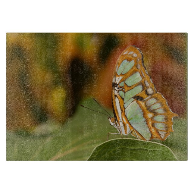 Malachite on a leaf cutting board (Front)