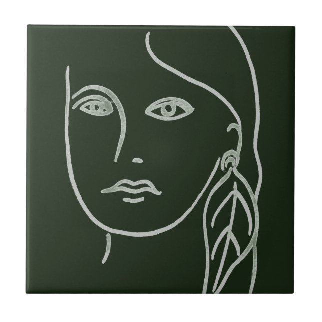 Malachite Portrait Ceramic Tile (Front)