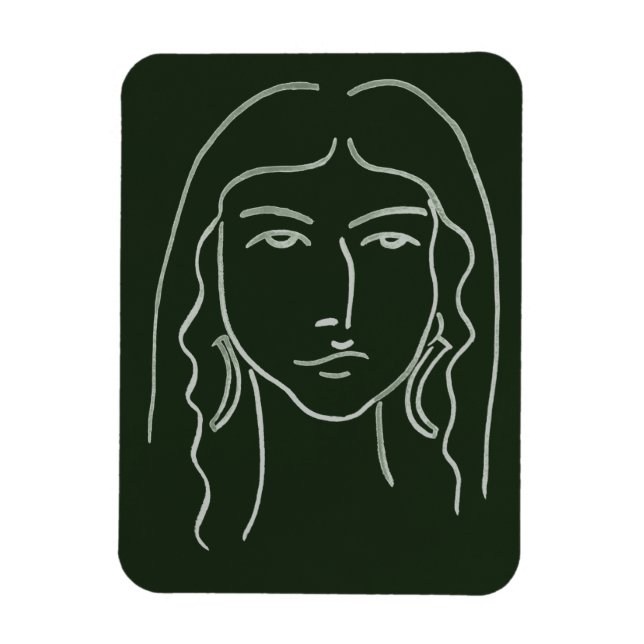 Malachite Portrait with Long Hair Magnet (Vertical)