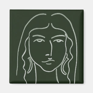 Malachite Portrait with Long Hair Magnet