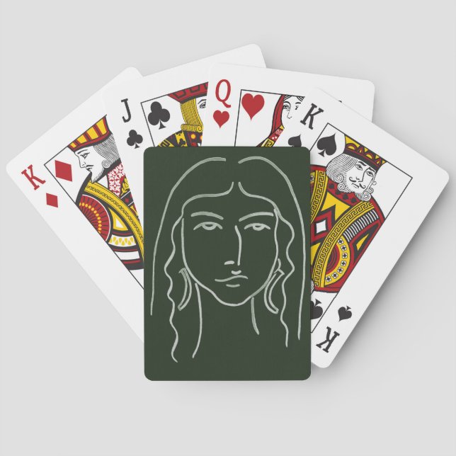 Malachite Portrait with Long Hair Playing Cards (Back)