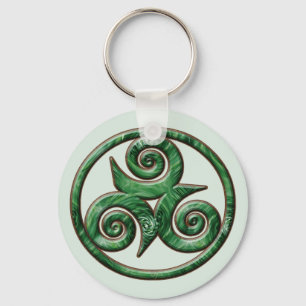 Malachite Triskel Key Ring