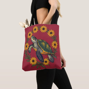 Malaclemys Terrapin And Black Eyed Susan Flowers Tote Bag