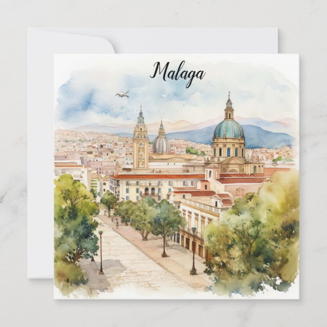 Malaga Spain Architecture Watercolor (Front)