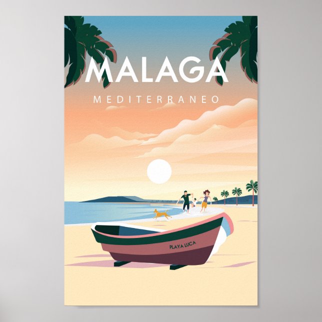 Malaga spain city travel poster (Front)