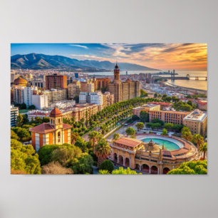 Malaga Spain Cityscape Poster