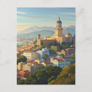 Malaga Spain Cityscape travel Postcard