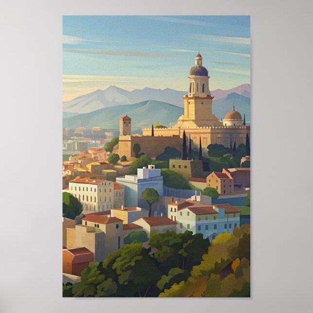 Malaga Spain Cityscape travel Poster (Front)