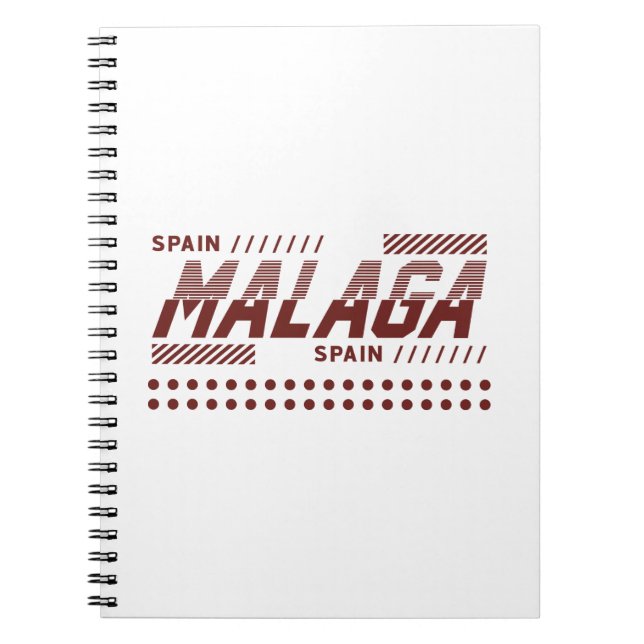 Malaga Spain Modern Urban Typography Design Notebook (Front)