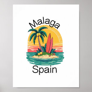 Malaga Spain Souvenirs Espana Travel Vacation Men Poster