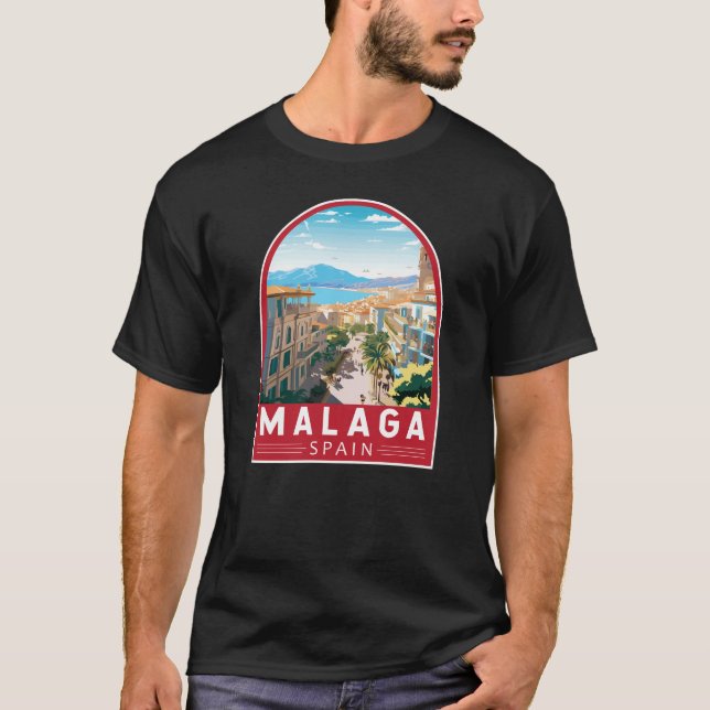 Malaga Spain Travel Art Vintage T-Shirt (Front)