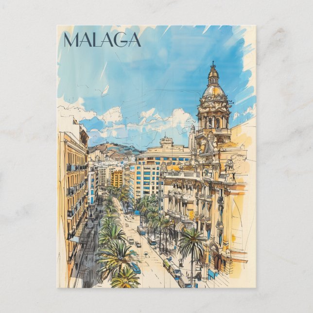 Malaga Spain Travel Postcard (Front)