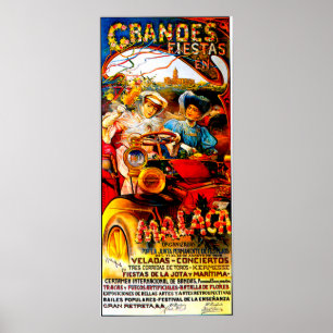 Malaga Spain ~ Vintage Automobile Advertisement Poster