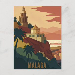 Malaga Spain vintage travel Postcard