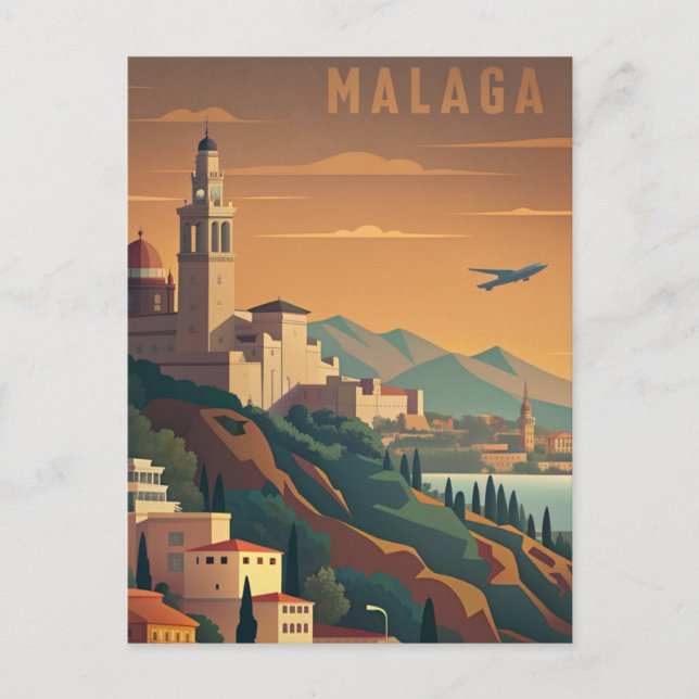 Malaga Spain vintage travel Postcard (Front)