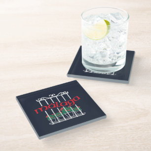 Malaga, window with flowers glass coaster