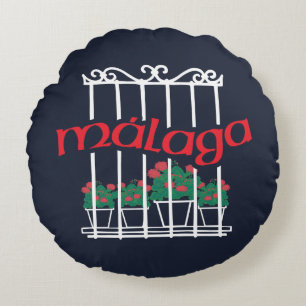 Malaga, window with flowers round cushion