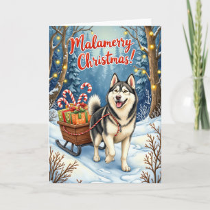 Malamerry Christmas – Alaskan Malamute Holiday Card