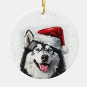 Malamute Dog Christmas Personalized Ceramic Ornament