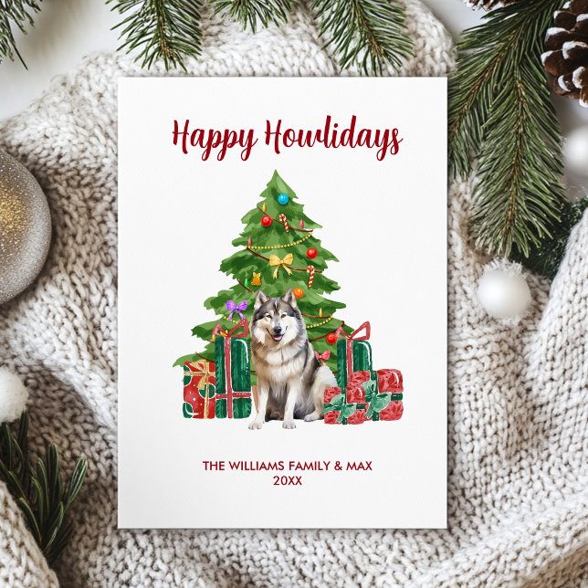 Malamute Dog Family Christmas Holiday Card (Creator Uploaded)