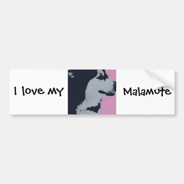 Malamute Dog Pop Art Bumper Sticker (Front)