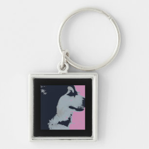 Malamute Dog Pop Art Key Ring