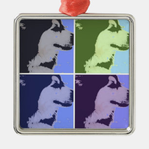 Malamute Dog Pop Art Metal Ornament