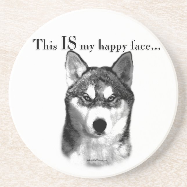 Malamute Happy Face Coaster (Front)