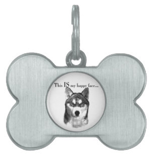 Malamute Happy Face Pet Tag