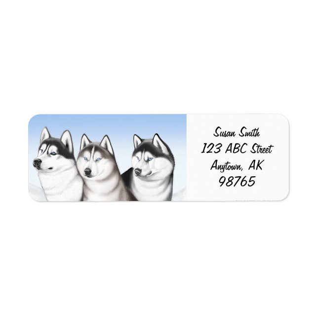 Malamute Husky Dogs Customisable Return Address Label (Front)