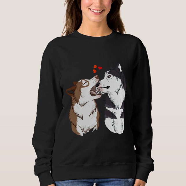 Malamute Husky Playing In Valentine Day Sweatshirt (Front)