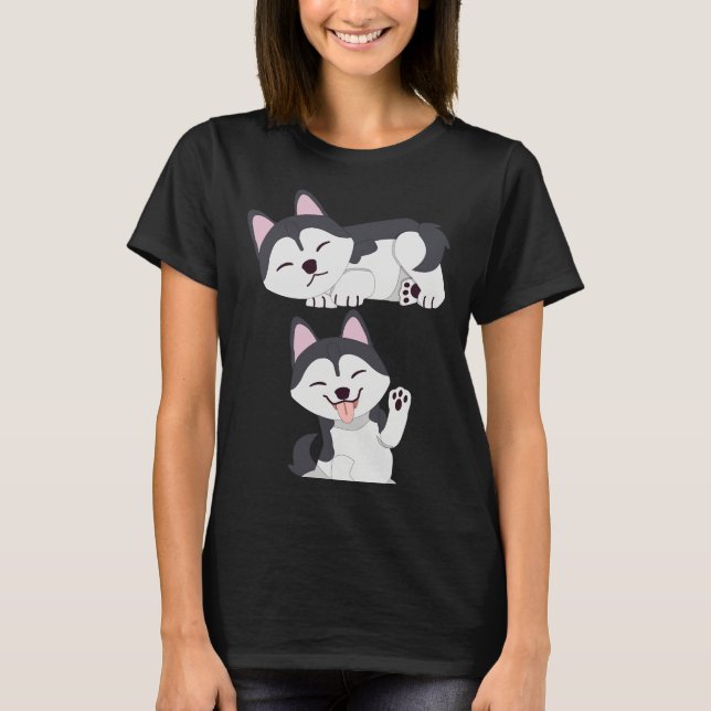 Malamute Husky Playing T-Shirt (Front)