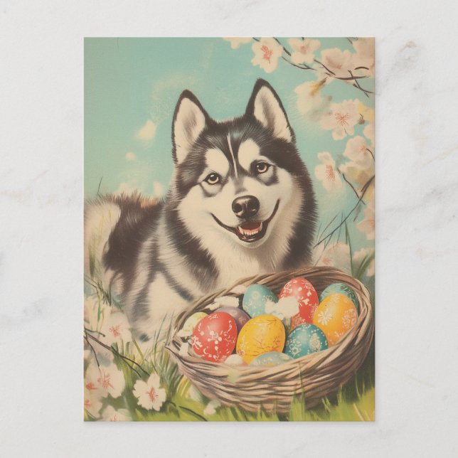 Malamute Vintage Easter Postcard (Front)