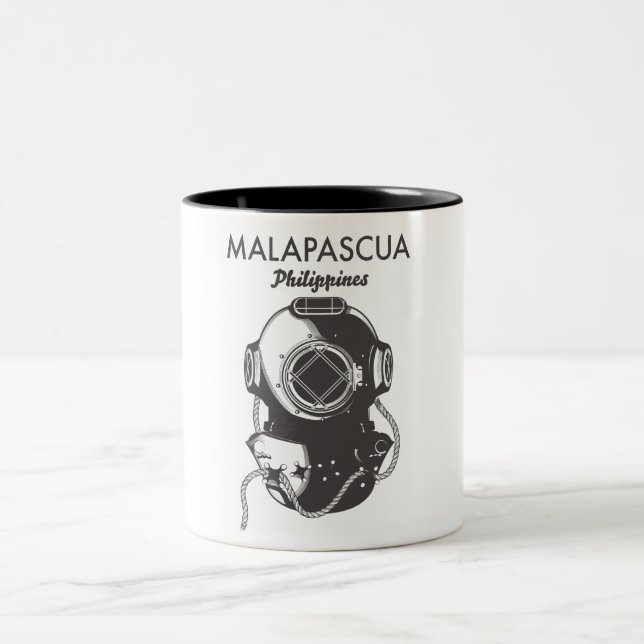 Malapascua Philippines Diving travel poster Two-Tone Coffee Mug (Center)