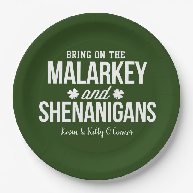 Malarkey & Shenanigans Custom Paper Plates (Front)