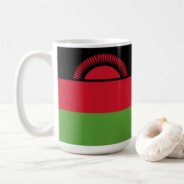 Malawi flag coffee mug (With Donut)