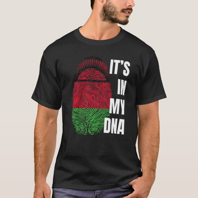 Malawi Flag Dna Fingerprint Black History Month  1 T-Shirt (Front)