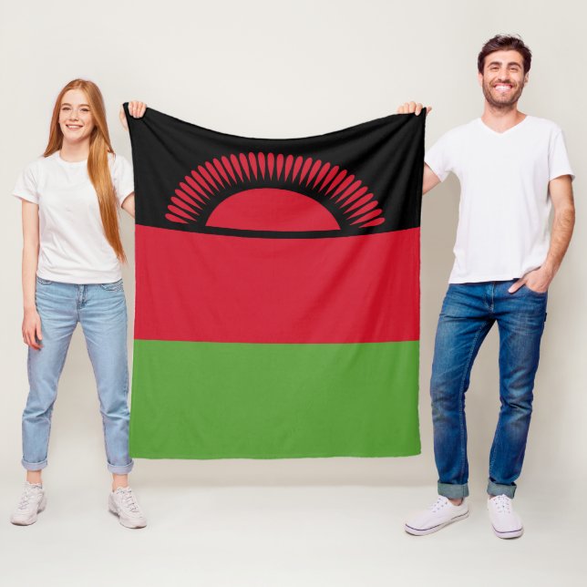Malawi flag fleece blanket (In Situ)